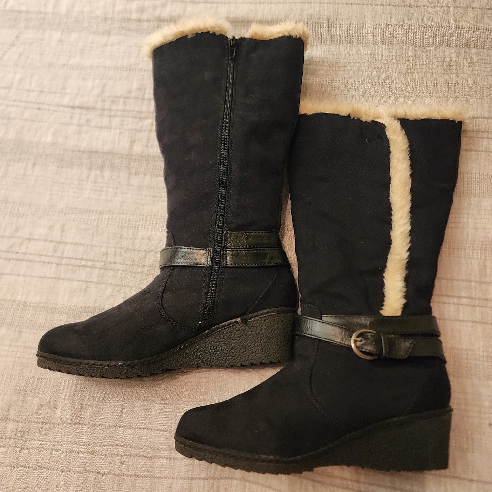 Jessica Simpson suede tall boot with faux fur trim